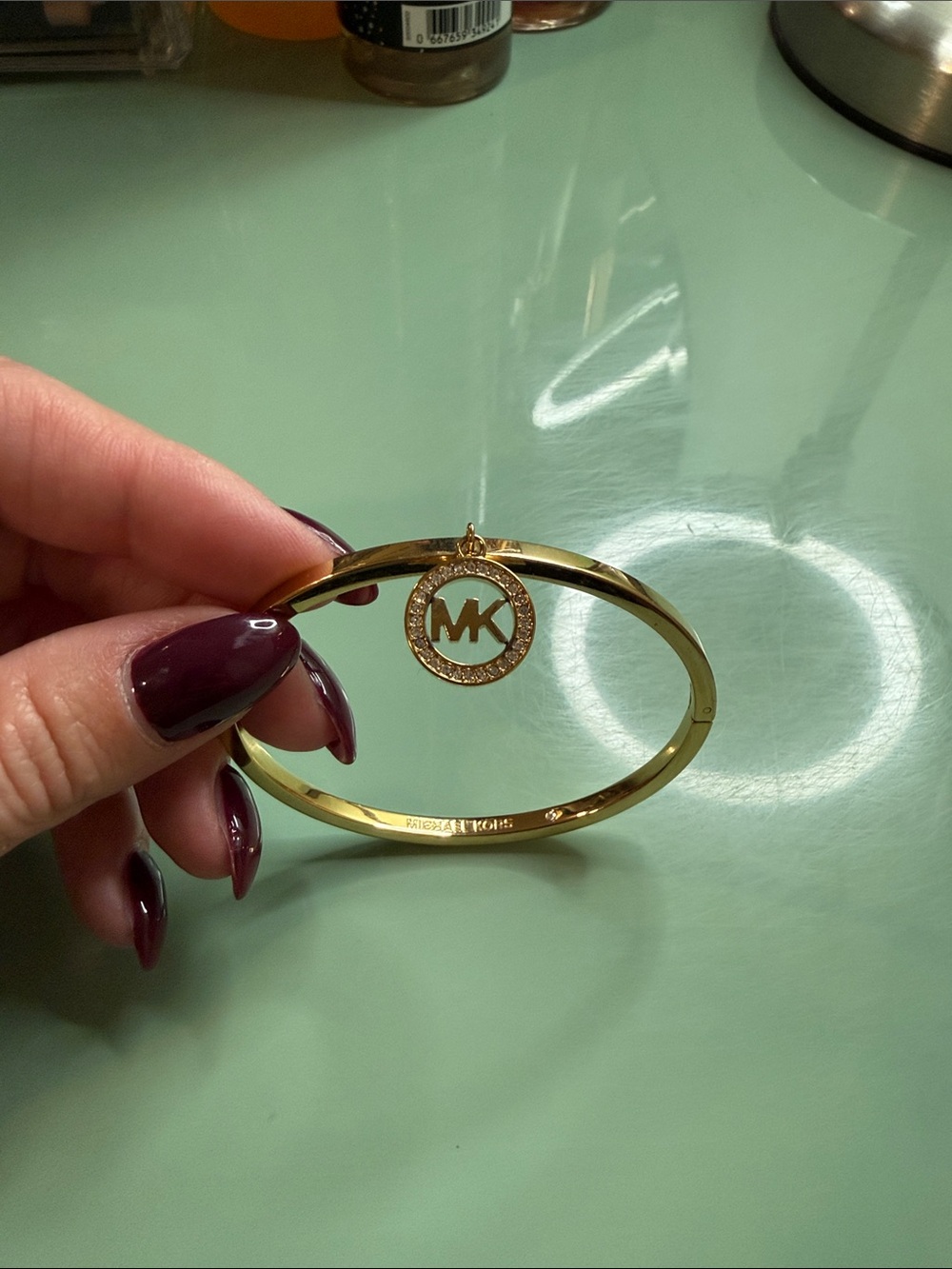 Michael Kors Gold Logo Charm Bangle Bracelet